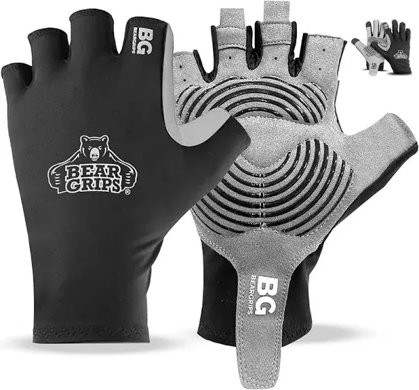 Bear Grips Weight Lifting Gloves for Men & Women | Half Finger Lifting Gloves | Full Finger Workout Gloves for Men | No Finger Exercise Gloves l Compression Weightlifting Gloves | Gym Gloves for Men