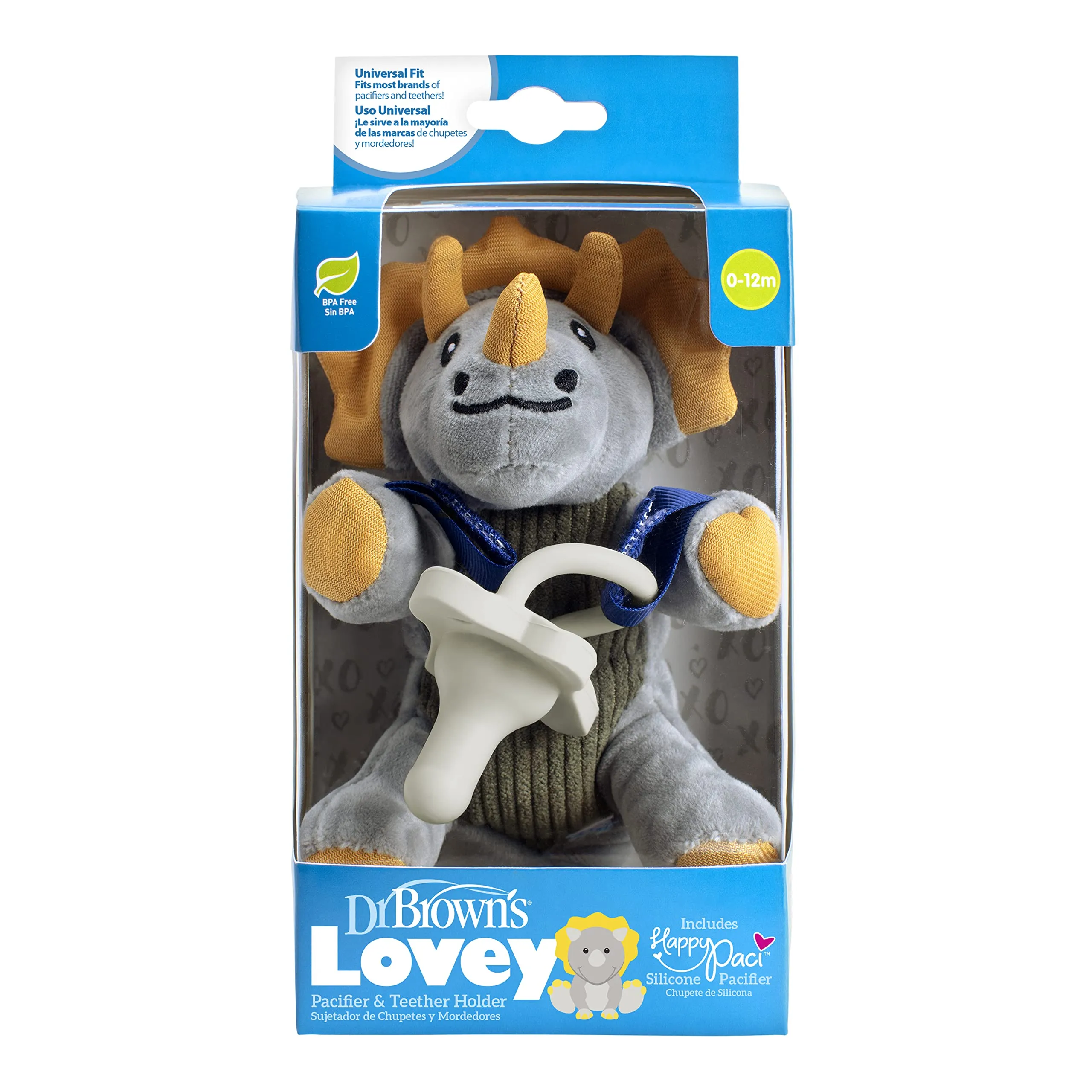 Dr. Brown's Lovey Triceratop Pacifier and Teether Holder