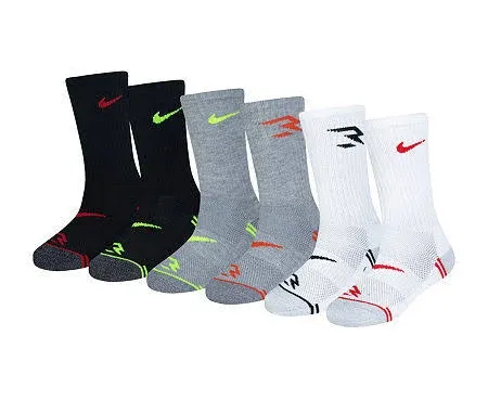 Boys Nike 6-Pack 3BRAND Pop Heather Crew Socks