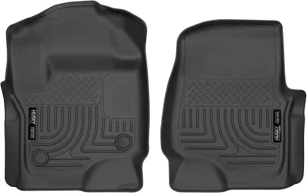 Husky Liners Weatherbeater Floor Mats | Fits 2017-2024 Ford F-250, F-350, F-450 Supercab/Crew Cab w/Factory Carpeting | Front Row, 2-pc Black - 13301