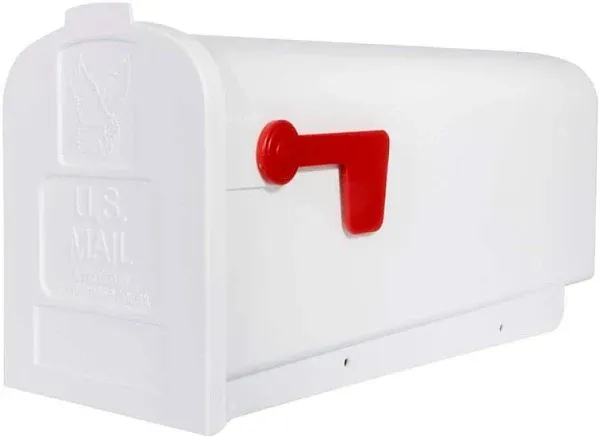 White Plastic Post Mount Mailbox Medium Durable Pre-Drilled Holes Rust-Proof NEW