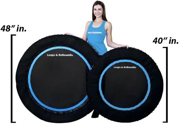 LEAPS & REBOUNDS 40" Mini Trampoline & Rebounder Gym Equipment, Blue (Used)