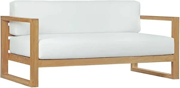 Modway Upland Natural White Outdoor Patio Teak Sofa