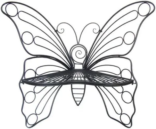 Hi-Line Gift Ltd. Butterfly Metal Garden Chair; Antique Black