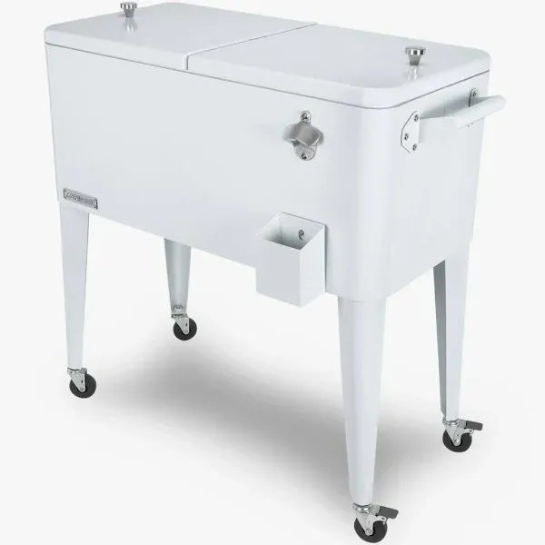 Permasteel 80 qt. Patio Rolling COOLER; White