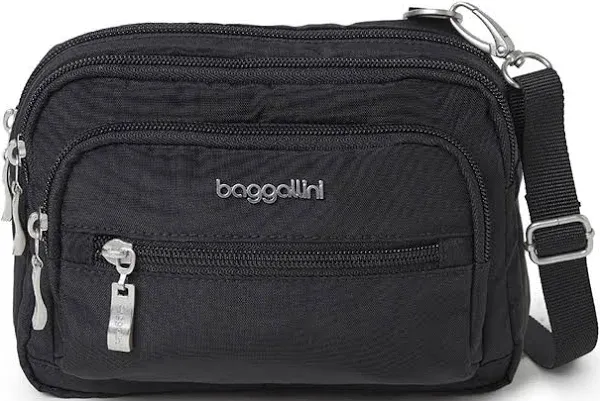 Baggallini Triple Zip Small Convertible Crossbody Fannypack Belt Bag-Lightweight Water-Resistant