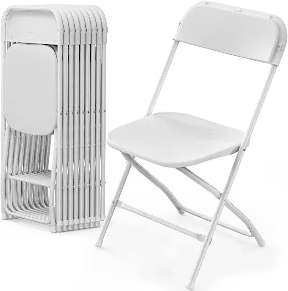 Vingli Plastic Folding Chair Indoor Outdoor Portable Stackable Commercial Seat with Steel Frame 350lb. Capacity for Events Office