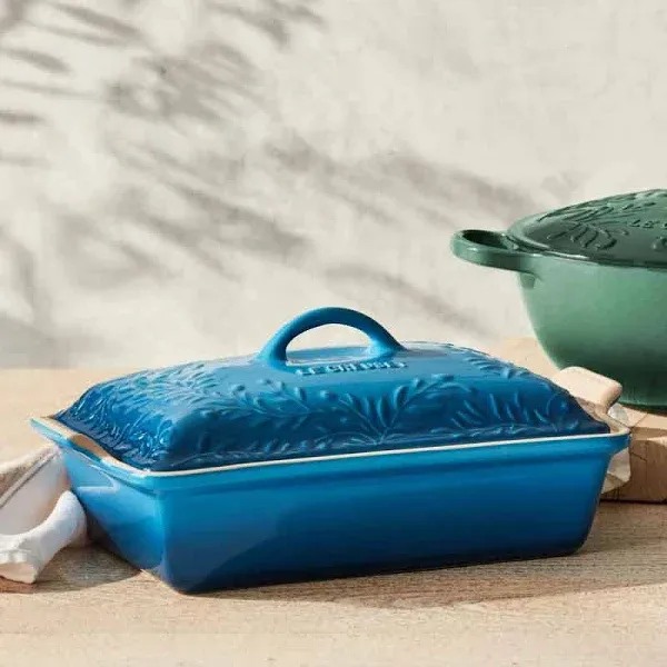 Le Creuset Olive Branch Collection Heritage Rectangular Casserole | Stoneware Indigo, 4 qt.