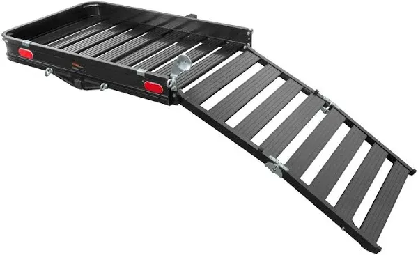 Curt 18112 Aluminum Hitch Cargo Carrier with Ramp