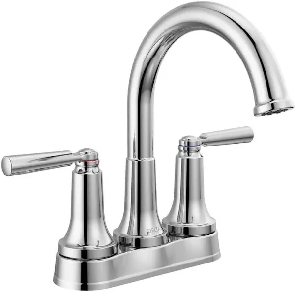 Delta Saylor Two Handle Centerset Bathroom Arc Faucet with Metal Drain & Pop Up