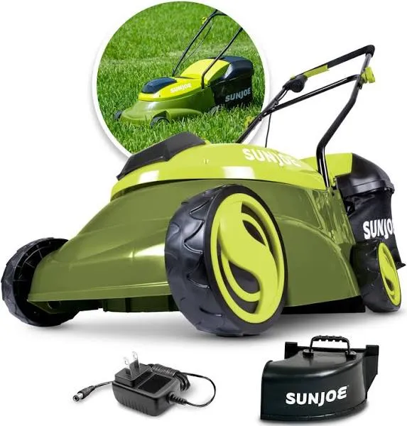 Sun Joe MJ401C-Pro 14-inch 28-Volt Cordless Push Lawn Mower, w/Rear Discharge Chute