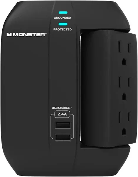 Monster 6-Outlet Wall Tap Surge Protector 1-Side Swivel Socket