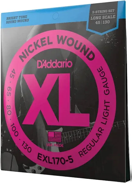 D'Addario EXL170-5 XL Nickel Round Wound Long Scale Light Gauge 5-Stri