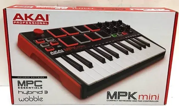 Akai Professional MPK Mini MK2 25-Key MIDI Controller, Black