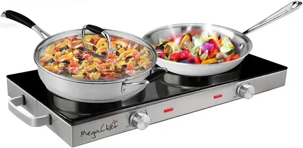 MegaChef Infrared Double Cooktop Ceramic, Black