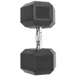 Cap Barbell Rubber Coated Hex Dumbbell, Single - 90 lbs