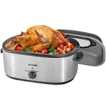 Kiss The Water 26 Quart Electric Roaster Oven with Visible & Self-Basting Lid, Large Turkey Defrost Warm Function, Adjustable Temperature, Removable