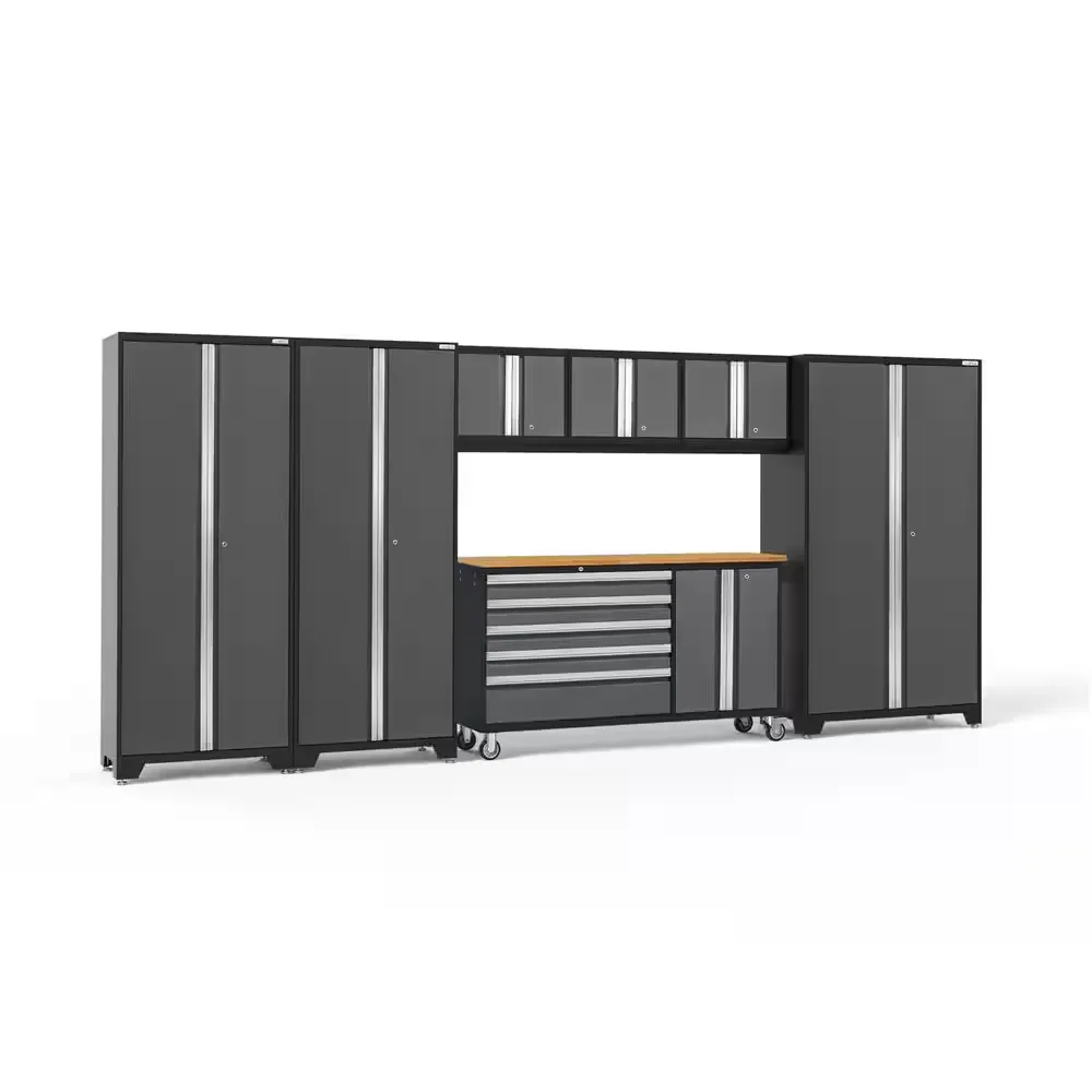 NewAge Products Bold Series 7-Piece 24-Gauge Steel Garage Storage System in Charcoal Gray (174 in. W x 77 in. H x 18 in. D) 50506