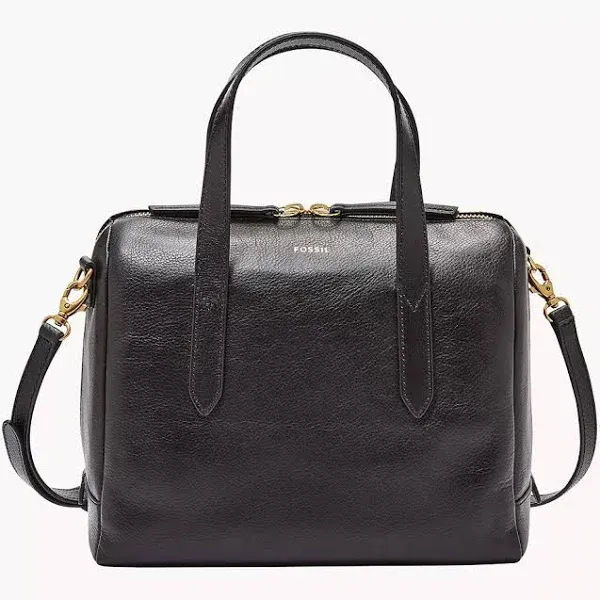 Fossil Sydney leather satchel in black