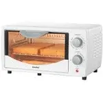 COMFEE' Toaster Oven Countertop, Small Toaster Ovens Combo 4 Slice, Mini Oven for 9" Pizza, Compact Oven 2 Racks for Toast, Bake, Broil, 950W, White