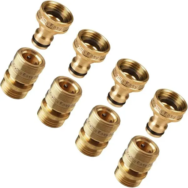 GORILLA EASY Connect Garden Hose Quick Connect Fittings. ¾ Inch GHT Solid Brass