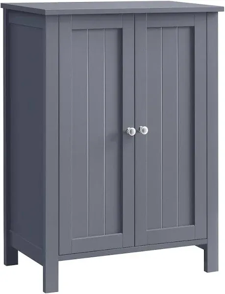 VASAGLE Bathroom Floor Storage Cabinet, Bathroom Storage Unit with 2 Adjustable Shelves, Gray