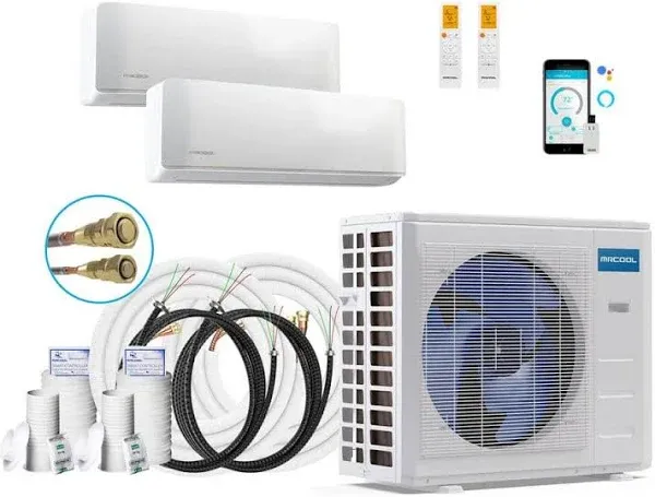 MRCOOL DIY Mini Split 27,000 BTU 2 Zone Ductless Air Conditioner and Heat Pump Install Kit