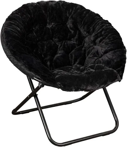 Flash Furniture Gwen 38" Oversize Portable Faux Fur Saucer Moon Chair Folding Dorm and Bedroom