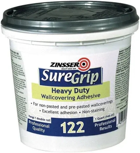 SureGrip 122 Heavy-Duty Wallcovering Adhesive, Strippable, Clear, Gallon