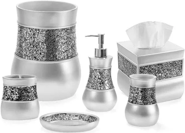 Creative Scents Silver Bathroom Accessories Set