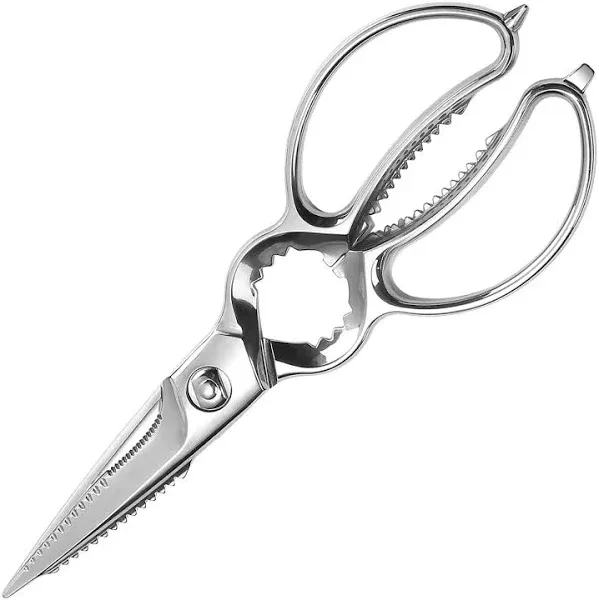 MITSUMOTO SAKARI Japanese Kitchen Scissors All Purpose, 8 inch All Steel Heavy Duty Kitchen Shears, Professional Removable Poultry Shears for Cutting Chicken, Fish and Bones