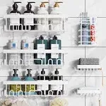 Veken Adhesive Shower Caddy 6-Pack,Heavy Weight Bearing,Large Wall Mounted Shower Shelves Rack,Organizer Storage Accessories with Soap Dish