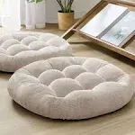 Meditation Floor Pillow Set of 2, Round Large 2 Pack Round | Beige | 2 Pack