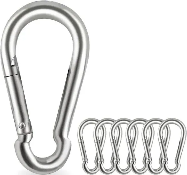 sprookber Stainless Steel Carabiner Spring Snap Hook - 304 Stainless Steel Heavy Duty Clips, Set of 4