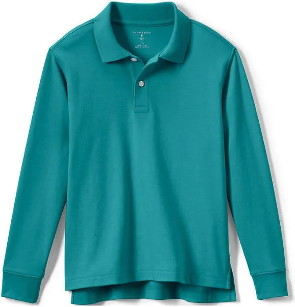 Lands' End School Uniform Kids Long Sleeve Interlock Polo Shirt