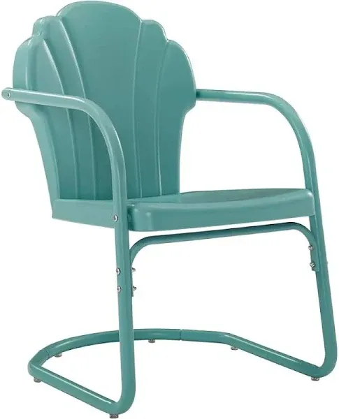 Crosley Furniture Tulip Metal Patio Chair in Blue (Set of 2)