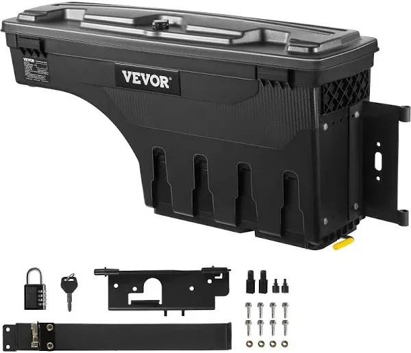 VEVOR Truck Bed Storage Box, Lockable Lid, Waterproof ABS Wheel Well Tool Box