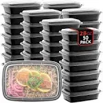 50-Pack Plastic Microwavable Food Containers