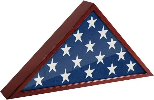 Americanflat Flag Frame-Display Case, Fits 5x9.5' Folded, Mahogany