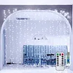 Curtain Lights Christmas Cool White 300 LED 9.8ftx9.8ft,Re<wbr/>mote 8 Mode Waterproof