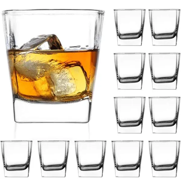 QAPPDA Heavy Base Whiskey Glasses 8 oz Set of 12 Premium Quality Glass Classi...