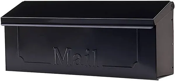 Townhouse Wall-Mount Mailbox, Small Horizontal, Black Steel