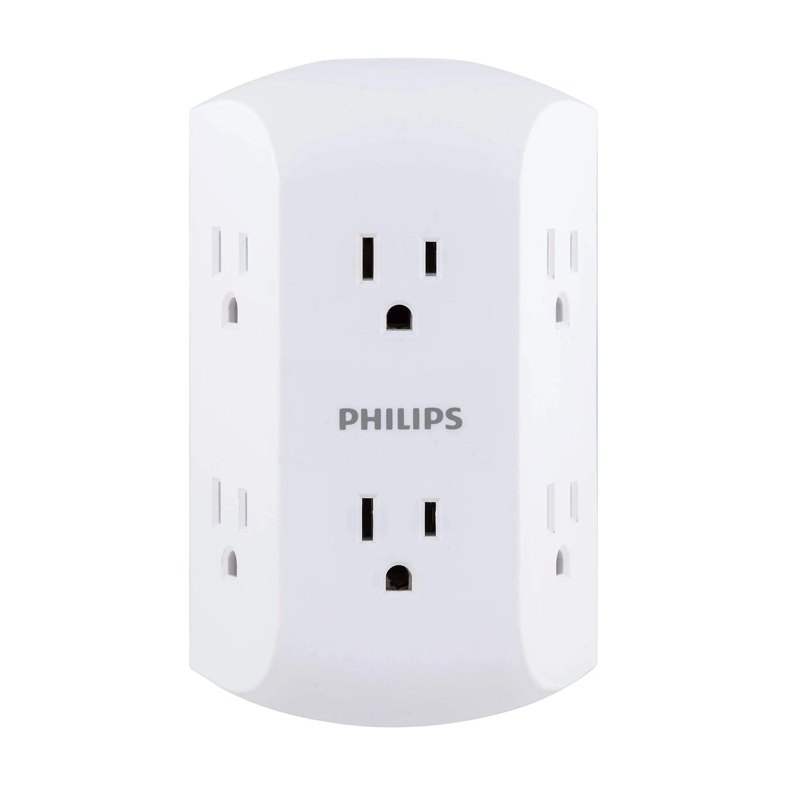 Philips 6 Outlet Grounded Wall Tap Resettable Circuit Breaker