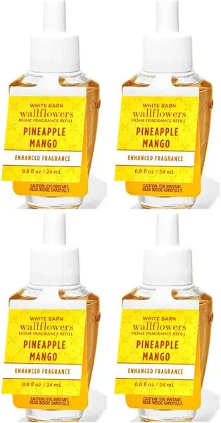 2 BATH &amp; BODY WORKS PINEAPPLE MANGO WALLFLOWERS HOME FRAGRANCE REFILL 0.8 FL OZ