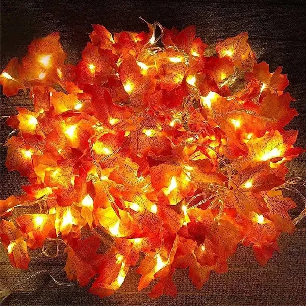 5 Pack Maples Leafed Fall Garland Lights Fall Decor 50 Ft/100 LED Enlarged Fall Leaves Fall String Lights Waterproof Battery Operated Thanksgiving