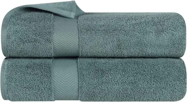 Superior Zero Twist 100% Cotton Bath Towels, Super Soft, Fluffy and Absorbent, Premium Quality Oversized Bath Towel Set of 2, Jade Green