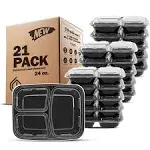 Freshware Meal Prep Containers 21 Count (Pack of 1), 3 Compartment with Lids, Food Storage Containers, Bento Box, Stackable, Microwave/Dishwasher