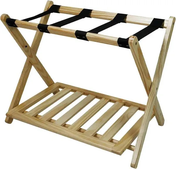 Hotel-Style Folding Luggage Rack with Shelf | Bed Bath & Beyond