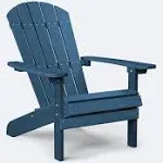 Weather-Resist<wbr/>ant Adirondack Chair Set with Ergonomic Backrest - Navy Blue