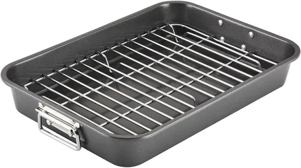 Farberware Bakeware Nonstick Steel Roaster with Flat Rack